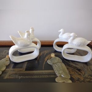 Porcelain Duck and Hens Napkin Rings
